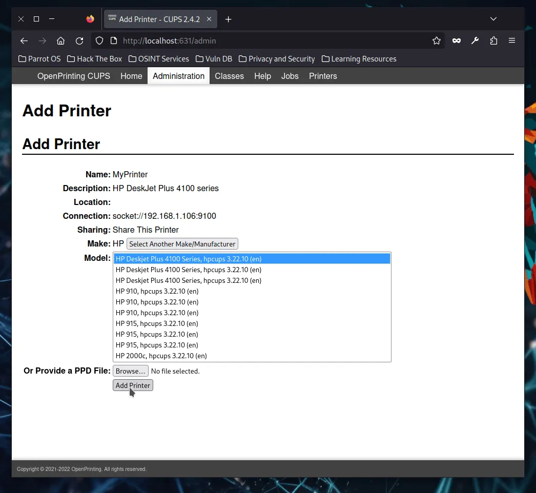 Add new printer